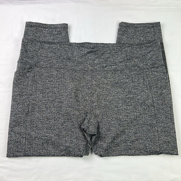Athleta Woman 2X Herringbone Mercer Tight Gray Leggings Pull On Slit Hem Pocket - Picture 2 of 9